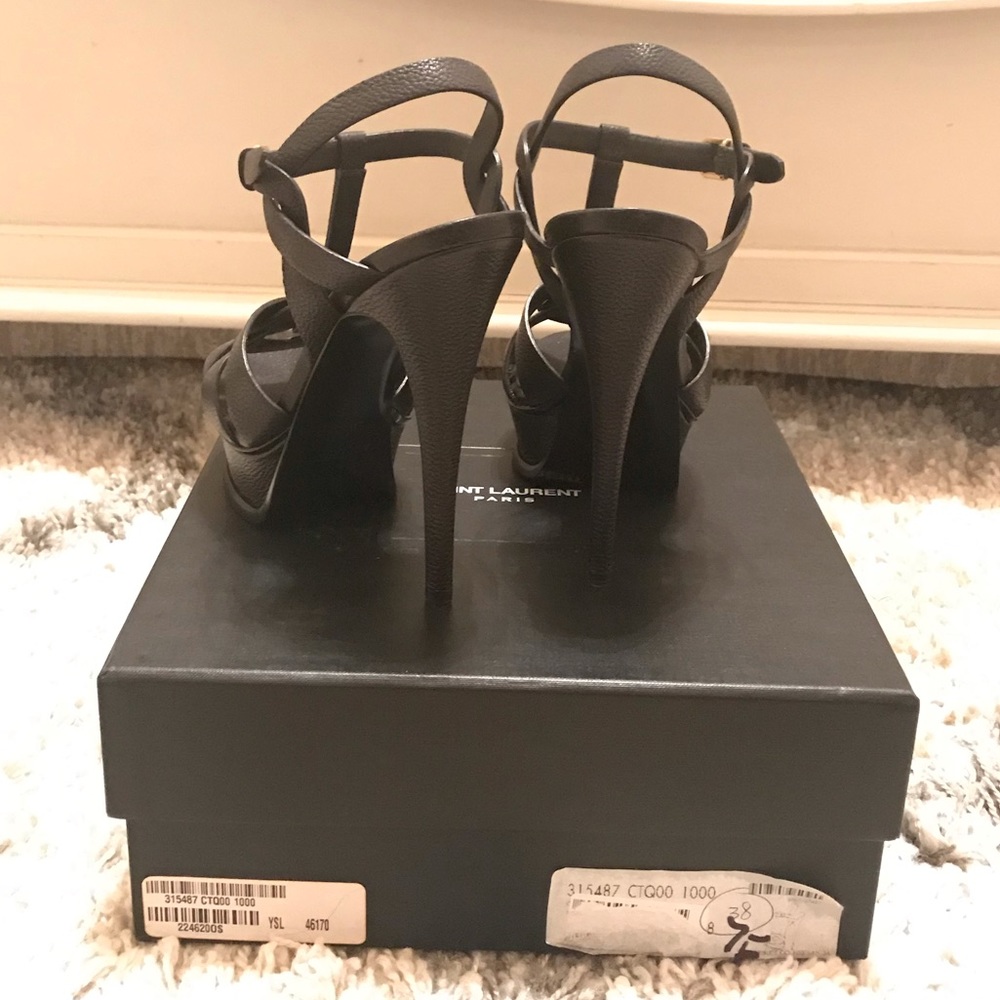 YSL Tribute Platform Pumps Black Leather Sz. 38 - Picture 5 of 8